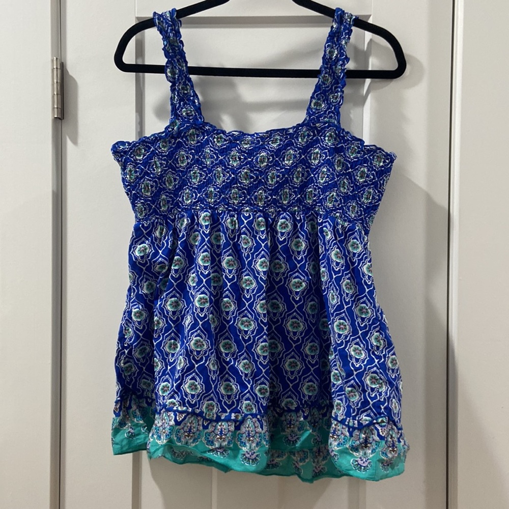Lane Bryant 16 smock blue and teal tank EUC - Picture 9 of 12